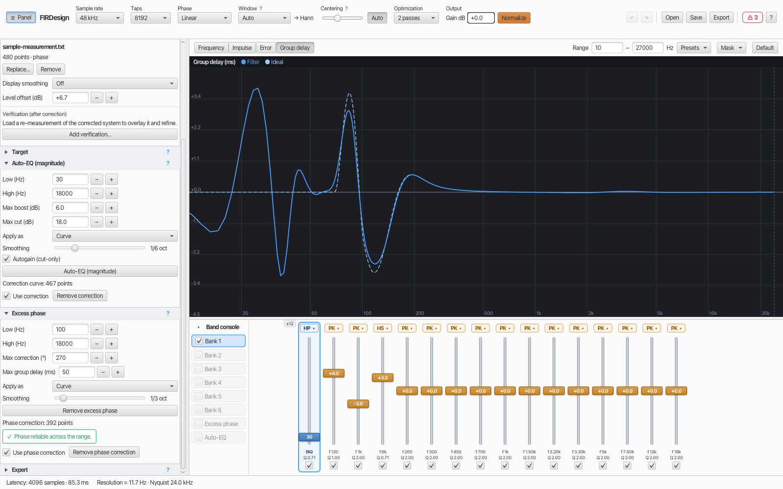FIRDesign group-delay view